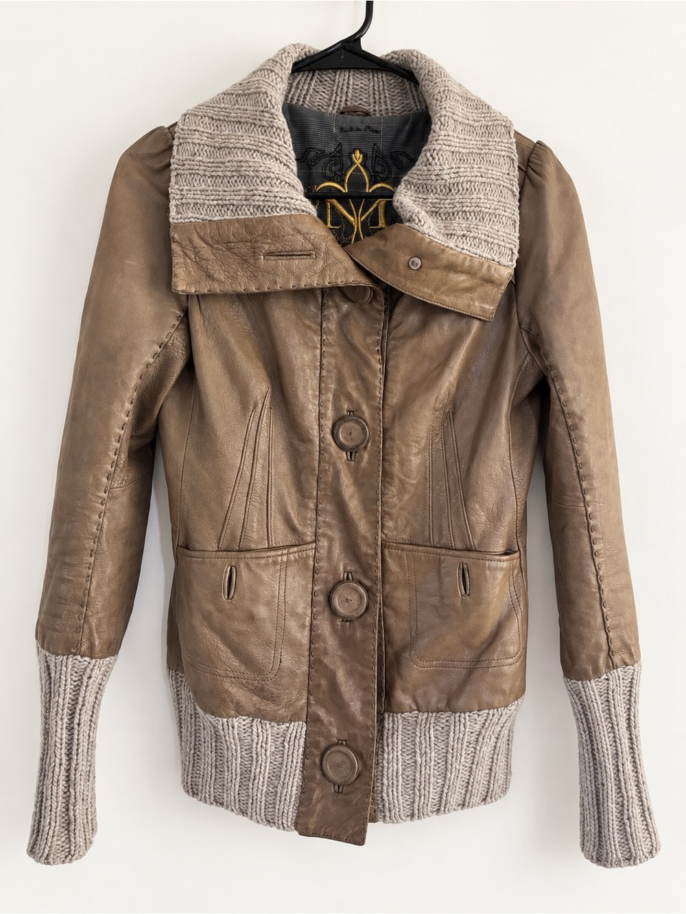 Mackage Leather Jacket – Knit Wool Collar & Cuffs – Women's Size XS – Good